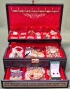 Jewellery box containing large quantity of costume jewellery