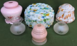 Parcel of vintage glass light shades. Largest Approx. 17cms H x 31cms D