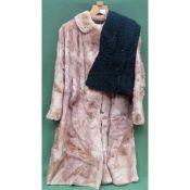 Vintage fur coat, plus sheepskin type stole