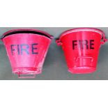 Two vintage hanging fire buckets