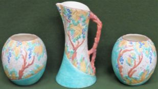 Beswick/Sylvac large jug, plus pair of vases. Jug App. 30cm H