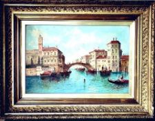 W MEADOWS, OIL ON CANVAS- VIEW OF THE PALAZZO LABIA, VENICE, ORIGINAL FRAME, APPROX 39 x 60cm