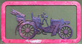 Vintage painted metal piercework wall mounting sign, possibly for Buick