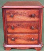 Late 19th/Early 20th century Apprentice chest of three drawers. App. 30cm H x 27cm W x 3.5cm D