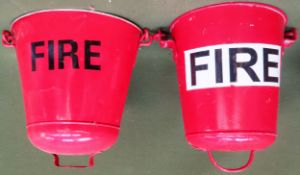 Two vintage hanging fire buckets