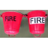 Two vintage hanging fire buckets