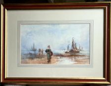 F ROUSSE WATERCOLOUR - 'RETURN OF THE DUTCH SHRIMPERS'