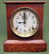 Early 20th century Oak Automatic eight day long alarm seth Thomas mantle clock