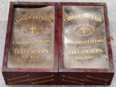 Early 20th century Oak Cartier-Bresson concertina embroidery cotton case