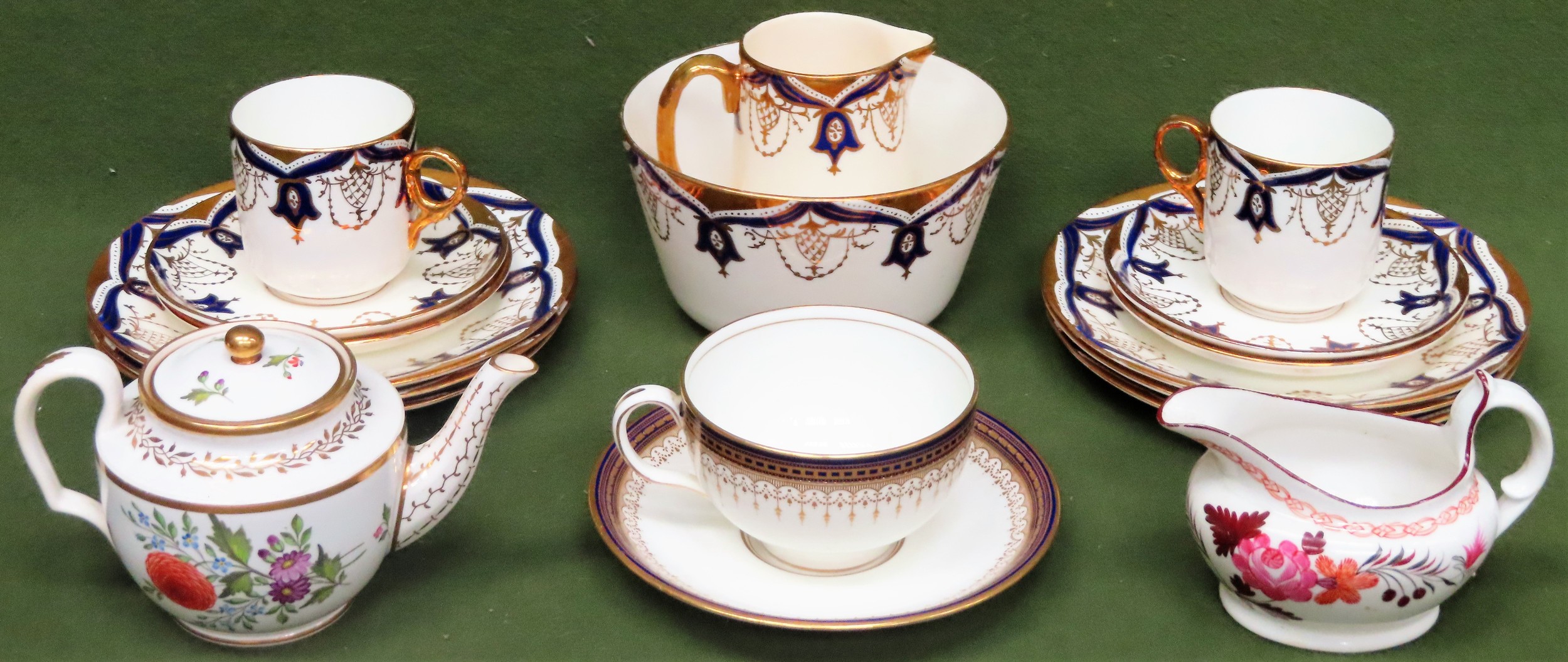 Parcel of antique English ceramics including cups and saucers, teaware, teapot etc
