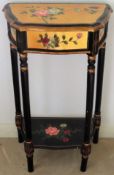20th century painted ebonised and gilded single drawer side table