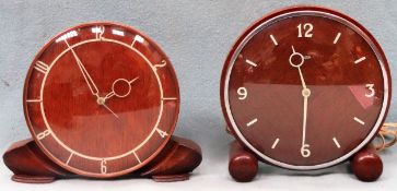 Two Art Deco Oak Mantle clocks. Larger App. 20.5cm