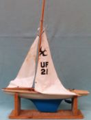 Vintage Uffa Fox sailing boat. App. 67 x 53cm