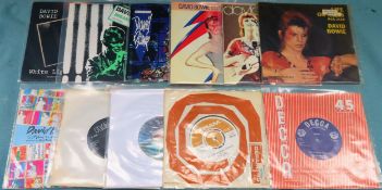Eleven various David Bowie 7 inch singles including The Jean Genie, Life on Mars, Ashes to Ashes etc