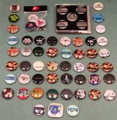 Quantity of various badges including Joy Division, New Order etc