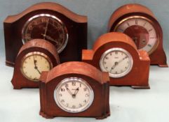 Five various early 20th century mantle clocks