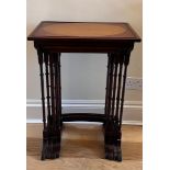 QUARTET OF MAHOGANY TABLES, APPROX 71cm HIGH, 50cm WIDE AND 35cm DEEP