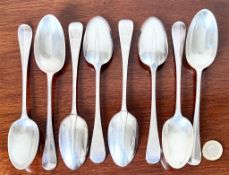 EIGHT SILVER RATTAIL DESSERT SPOONS, LONDON GA 1876, TOTAL WEIGHT APPROX 240g