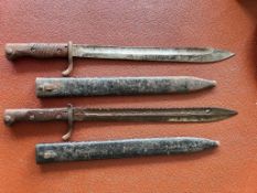 TWO WORLD WAR I BAYONETS AND SCABBARDS