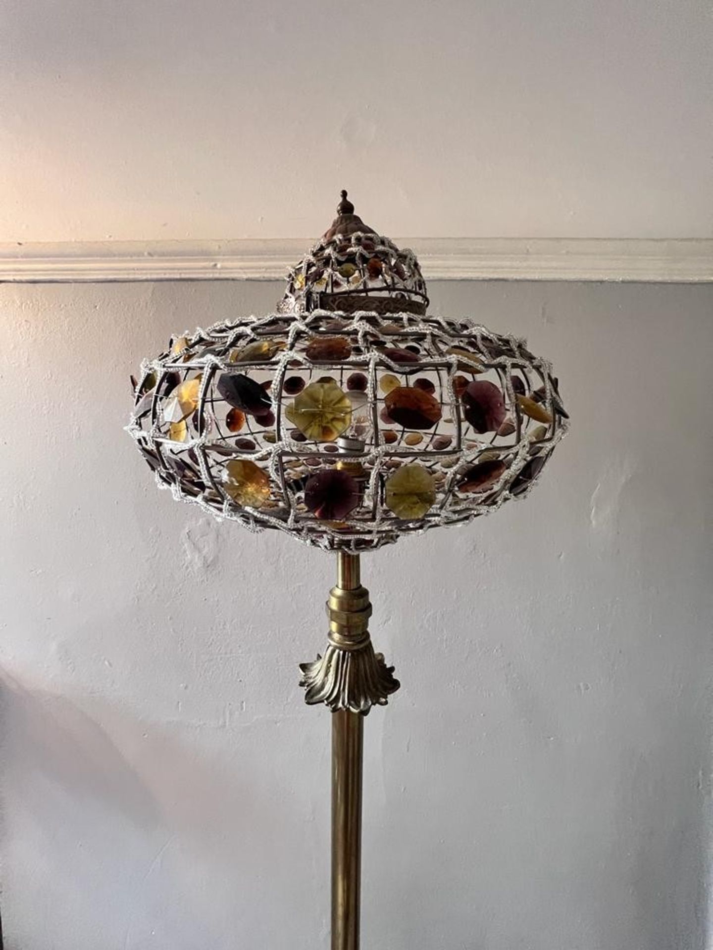 BRASS STANDARD LAMP WITH LANTERN SHADE, APPROX 150cm HIGH - Image 2 of 4