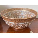 LARGE CHINESE CRACKLE WARE BOWL, APPROX 14cm HIGH AND DIAMETER APPROX 30cm