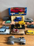 FOURTEEN BOXED AND UNBOXED DIECAST VEHICLES INCLUDING JAMES BOND ASTON MARTIN DV5, MECCANO AUTO