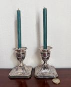 PAIR OF HALLMARKED SILVER CANDLE HOLDERS WITH DETACHED SCONCES, SHEFFIELD 1926