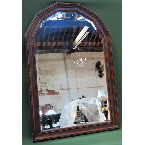 Large 20th century wooden framed and bevelled wall mirror. Approx. 96cms x 60cms