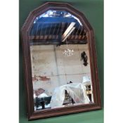 Large 20th century wooden framed and bevelled wall mirror. Approx. 96cms x 60cms