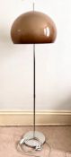 1970s STANDARD LAMP WITH MINK COLOURED GLASS SHADE