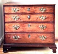 MAHOGANY CHEST OF FOUR GRADUATED DRAWERS UPON OGEE BRACKET FEET, APPROX 83cm HIGH, 88cm WIDE AND