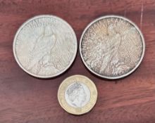 TWO AMERICAN SILVER DOLLARS, 1922 AND 1925