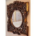 LATE 20th CENTURY ORNATE WALL MIRROR, APPROX 91 x 74cm