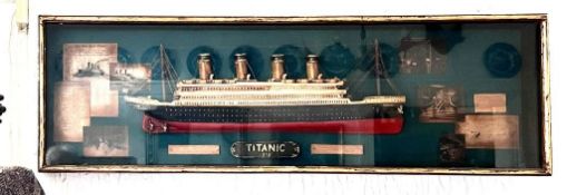CASED MODEL OF TITANIC, APPROX 125 x 33 x 9cm