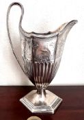 SILVER CREAM JUG WITH ENGRAVED COCKEREL MOTIF, LONDON ASSAY DATED 1805, WEIGHT APPROX 165g