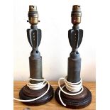 PAIR OF SHELL CASE TABLE LAMPS, APPROX 35cm HIGH