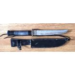 GERMAN SURVIVAL KNIFE WITH COMPASS ON END OF POMMEL, 20th CENTURY, APPROX 30cm LONG