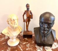THREE DECORATIVE FIGURES - LENIN PLUS TWO OTHERS