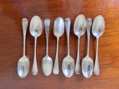 EIGHT SILVER RATTAIL TEA SPOONS, 1876, TOTAL WEIGHT APPROX 200g