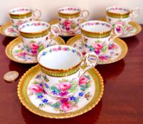 SIX COPELAND SPODE COFFEE CUPS AND SAUCERS TO ACCORD