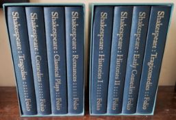 SET OF EIGHT FOLIO SOCIETY SHAKESPEARE VOLUMES, THE COMPLETE PLAYS, IN SLIP CASES
