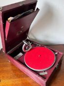 HMV PORTABLE GRAMOPHONE INCLUDING WINDING HANDLE AND REPRODUCER