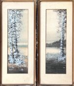 A PAIR OF FRAMED AND GLAZED WATERCOLOURS, 'SILVER BIRCHES', SIGNED TO LOWER CENTRE