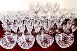 APPROX. THIRTY-SEVEN FINELY CUT DRINKING GLASSES AND FINGER BOWLS, MAKER UNKNOWN