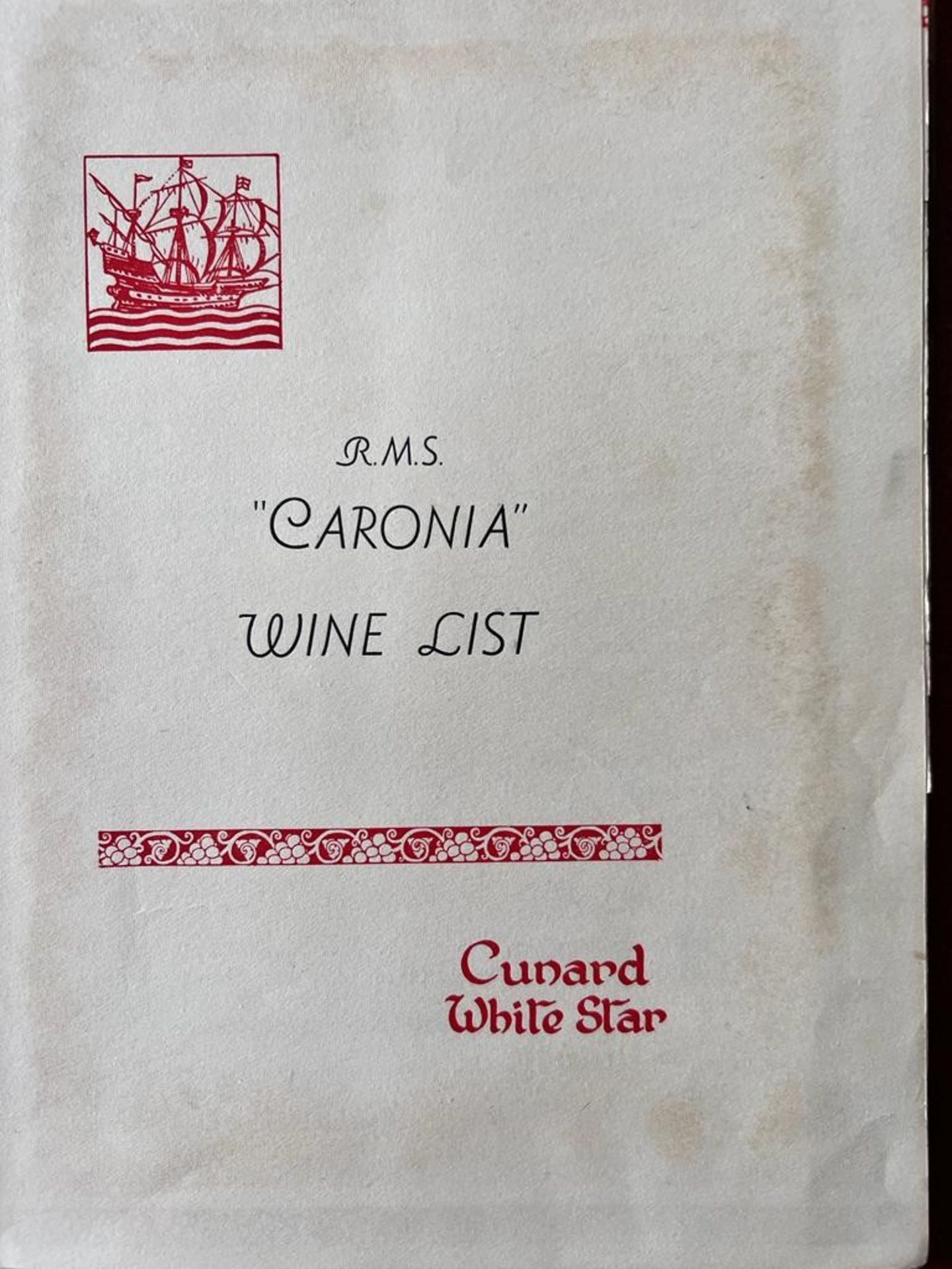 CUNARD WHITE STAR 'CORONIA' WINE LIST - Image 4 of 4