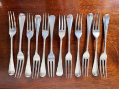 TWELVE SILVER SECOND COURSE FORKS, TOTAL WEIGHT APPROX 650g
