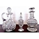 THREE PIECES OF VARIOUS GLASSWARE - CLARET JUG, DECANTER PLUS ONE OTHER