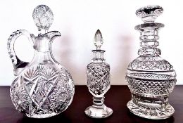 THREE PIECES OF VARIOUS GLASSWARE - CLARET JUG, DECANTER PLUS ONE OTHER