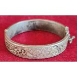 HALLMARKED SILVER SNAP BANGLE, BIRMINGHAM ASSAY DATED 1959, MAKERS MARKS WORN, STAMPED WAX FILLED.