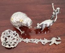 THREE PIECES OF SILVER COLOURED METAL ITEMS STAMPED 9.25, WEIGHT APPROX 80g